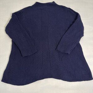Lisa Rinna Womens Blue Cable Knit Sweater Size 2XL Cozy